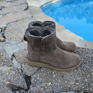 UGG Australia Kristin Wedge  Gray‎ Suede Leather Sheepskin Boots Size 5